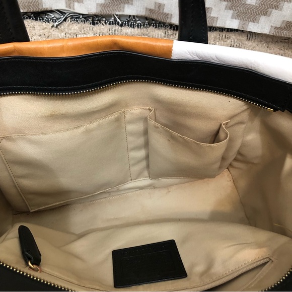 Coach Bleecker Brown Black White Colorblock Riley Carryall Tote Handbag - Picture 11 of 16